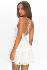 Laney Low Back Cami Strap Dress Lace White
